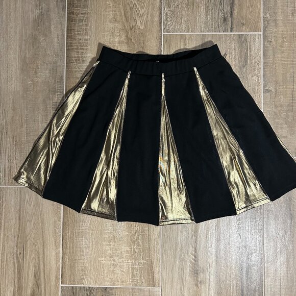 Tov Los Angeles Metallic Zippered Skirt Black/Gold Size XL (14/16) Women's‎ - Picture 5 of 15